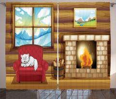 Sleepy Cat Rustic House Curtain