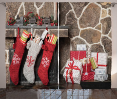 Stockings and Gift Boxes Curtain