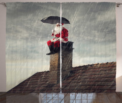 Santa on Chimney in Rain Curtain