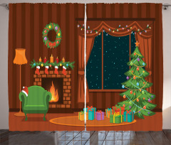 Cartoon Christmas Room Curtain