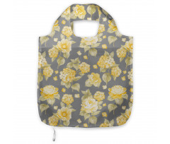 Çiçekli Alışveriş Çantası Sarı Çiçek Buketleri Desenli