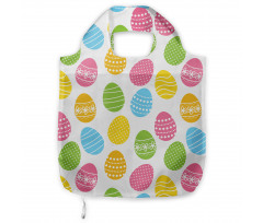 Paskalye Alışveriş Çantası Canlı Renklerde Desenli Yumurta Tasvirleri