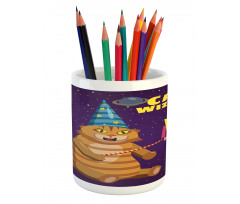 Cat Wizard Funny Cartoon Pencil Pen Holder