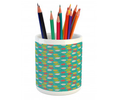 Colorful Abstract Leaves Art Pencil Pen Holder