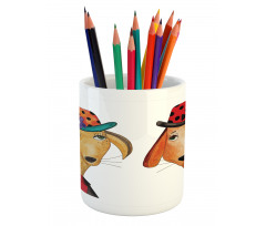 Doodle Style Funny Drawings Pencil Pen Holder