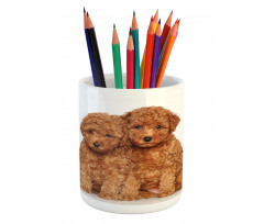 Puppies Cozily Posing Photo Pencil Pen Holder