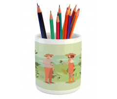 Couple Planting Pencil Pen Holder