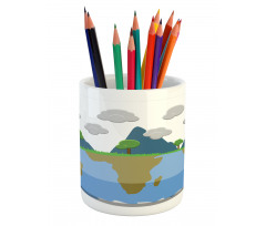 Mountains on Half Earth Pencil Pen Holder