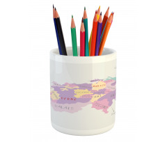 Hand Drawn Map Illustration Pencil Pen Holder