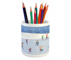 People on the Ice Rink Pencil Pen Holder