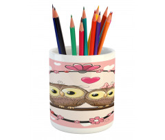 Couple on Branch Pencil Pen Holder