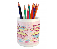 Couples Cupcakes Romantic Pencil Pen Holder