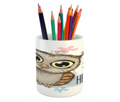 Cartoon Butterfly Hello Pencil Pen Holder