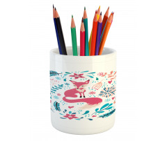 Fox Flowers and Floral Items Pencil Pen Holder