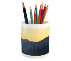 Mountainous Landscape Scene Pencil Pen Holder