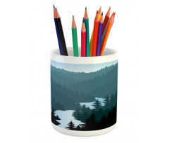 Mountains Forest and River Pencil Pen Holder