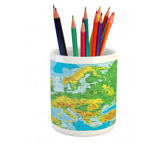 High Detailed Map of Europe Pencil Pen Holder