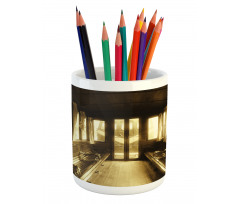 Old Vintage Train Salon Pencil Pen Holder