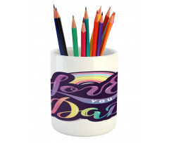 Colorful Bubbly Text Pencil Pen Holder