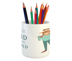 Man Carrying His Child Pencil Pen Holder