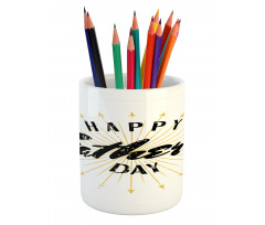 Cursive Text Boho Art Pencil Pen Holder