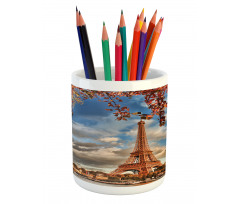 Eiffel Tower with Boat Pencil Pen Holder