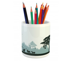 Forest Silhouette Art Pencil Pen Holder