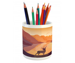 Bird Mountain Reindeer Pencil Pen Holder