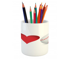 I Love Baseball Heart Pencil Pen Holder