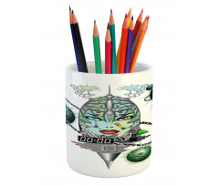 Futuristic Girl Planets Pencil Pen Holder