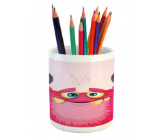 Happy Monster with Horns Pencil Pen Holder