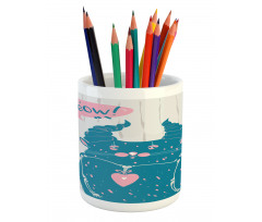 Meow Cat Speech Bubble Pencil Pen Holder