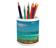 Anchored Boats in Sea Pencil Pen Holder