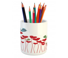 Spring Hearts Birds Pencil Pen Holder