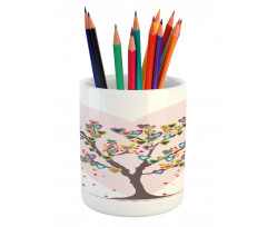 Tree with Leaves Floral Pencil Pen Holder