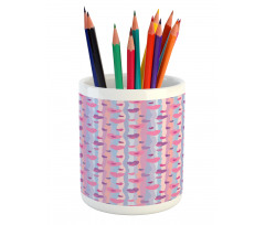 Hearts Stripes Wedding Pencil Pen Holder