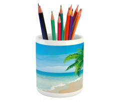 Palm Tree Calm Ocean Pencil Pen Holder