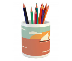 Sailboat Dawning Sun Pencil Pen Holder