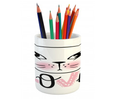 Kitten Face and Love Typography Pencil Pen Holder