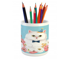 Graphical Fluffy Kitten Party Pencil Pen Holder