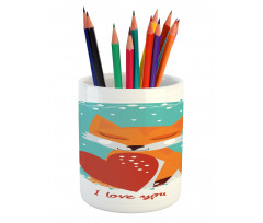 Romantic Theme Fox Heart Pencil Pen Holder