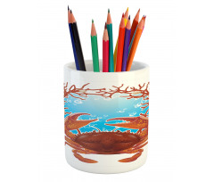 Seashells and Red Coral Pencil Pen Holder