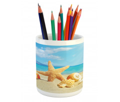 Beach Sand with Starfish Pencil Pen Holder