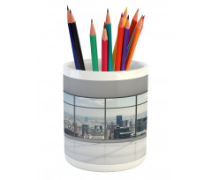 Big Window Downtown View Pencil Pen Holder