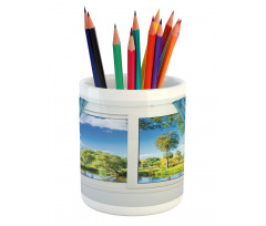 Rural Lake River View Pencil Pen Holder