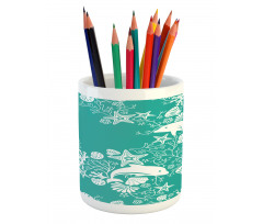 Dolphins and Flowers Pencil Pen Holder