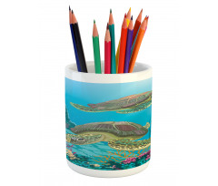 Sealife Turtles Aquatic Pencil Pen Holder