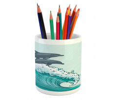 Sea Waves Sketch Art Pencil Pen Holder