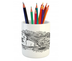 Chamomile Flowers Pencil Pen Holder