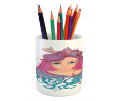 Colorful Hair Girl Pencil Pen Holder